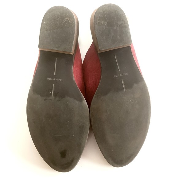 Dolce Vita Saige Red Suede Mules Block Heel Sz 7.5 Pointed Closed Toe - Picture 9 of 9